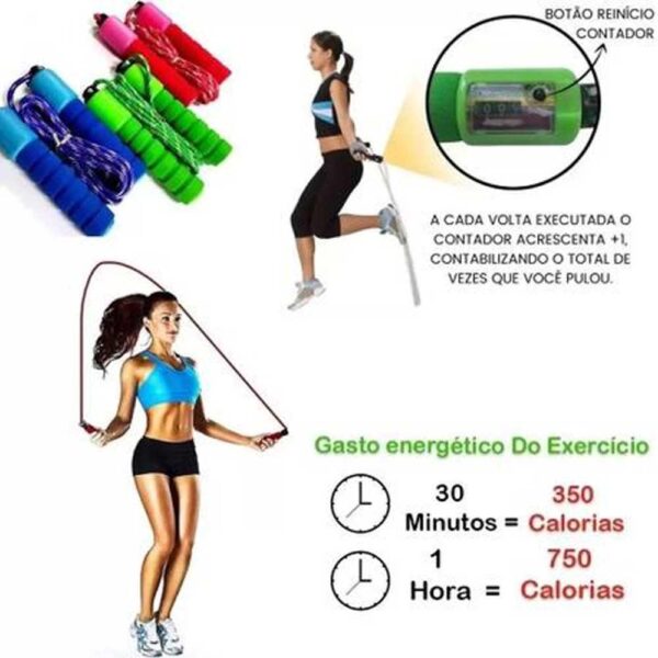 Corda de Pular Fitness Monofilamento com Contador de Pulo - Cor Laranja - Image 3