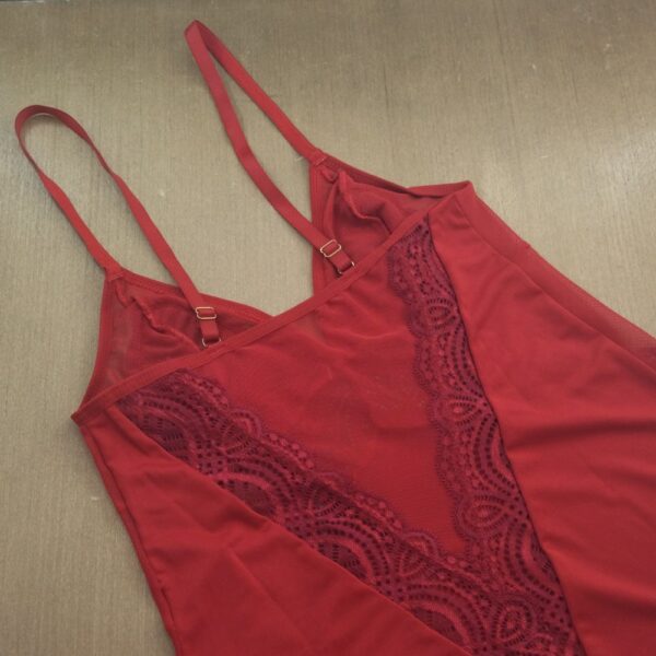 Camisola Feminina Microfibra Detalhe Tule e Renda - Image 8